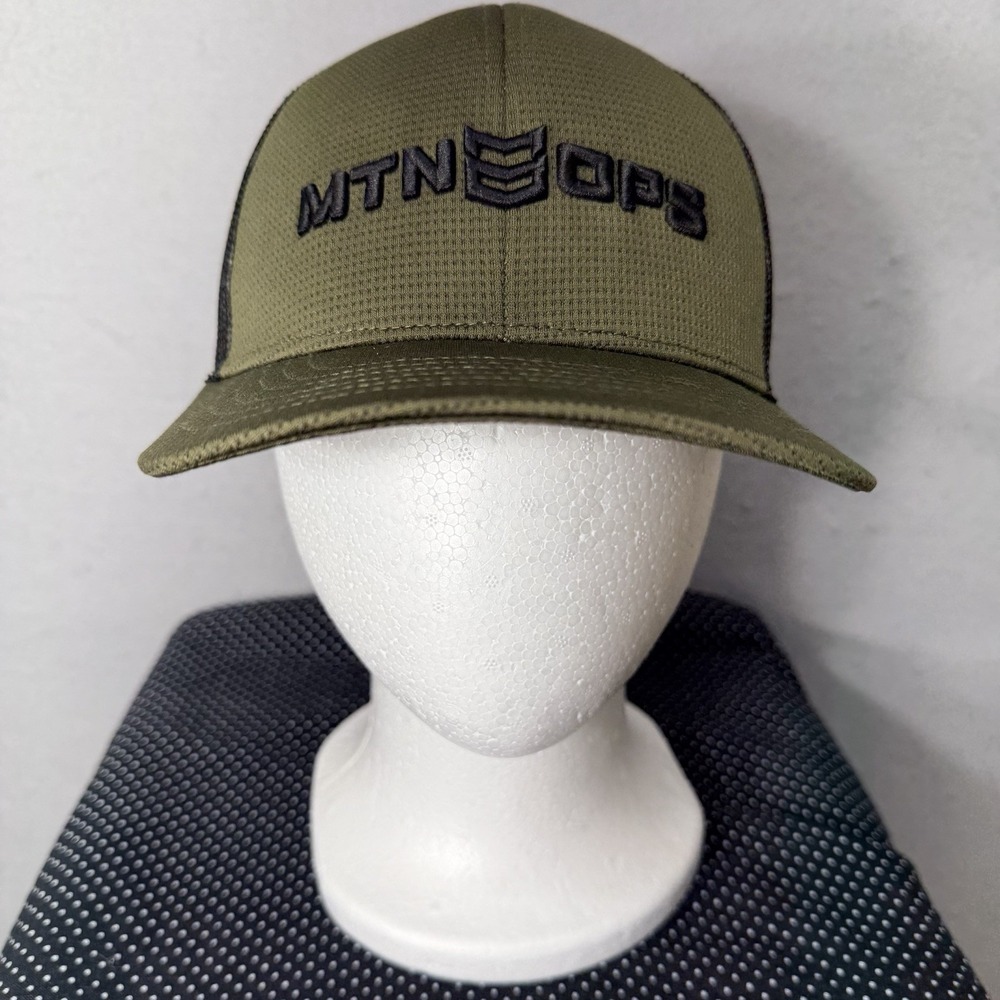 MTN OPS Trucker Hat Snapback Olive Green Black Mesh Adjustable Cap Outdoor